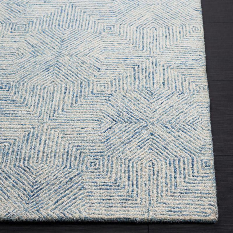 Handmade Blue Abstract Tufted Wool 4' x 6' Rug