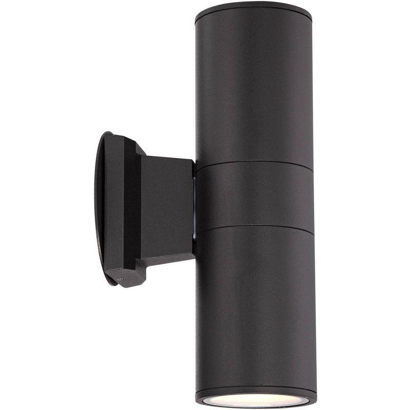 Possini Euro Design Ellis Modern Outdoor Wall Light Fixture Black Cylinder Up Down 11 3/4" for Post Exterior Light Barn Deck Post Light House Porch