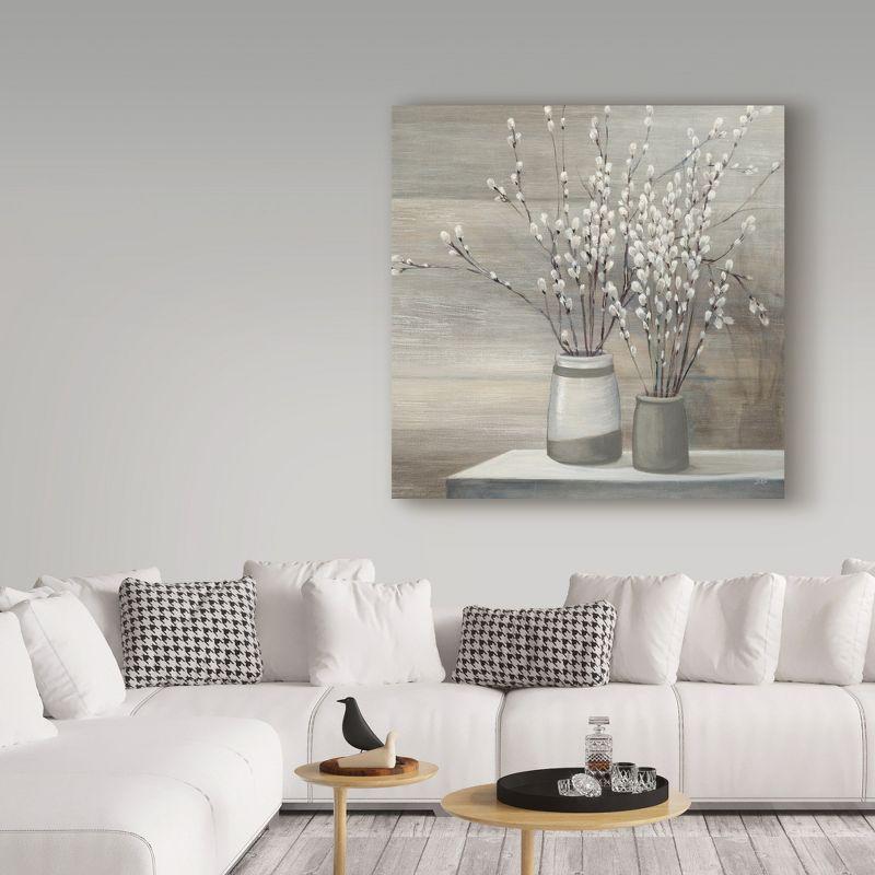 Trademark Fine Art " Pussy Willow Still Life Gray Pots Crop "