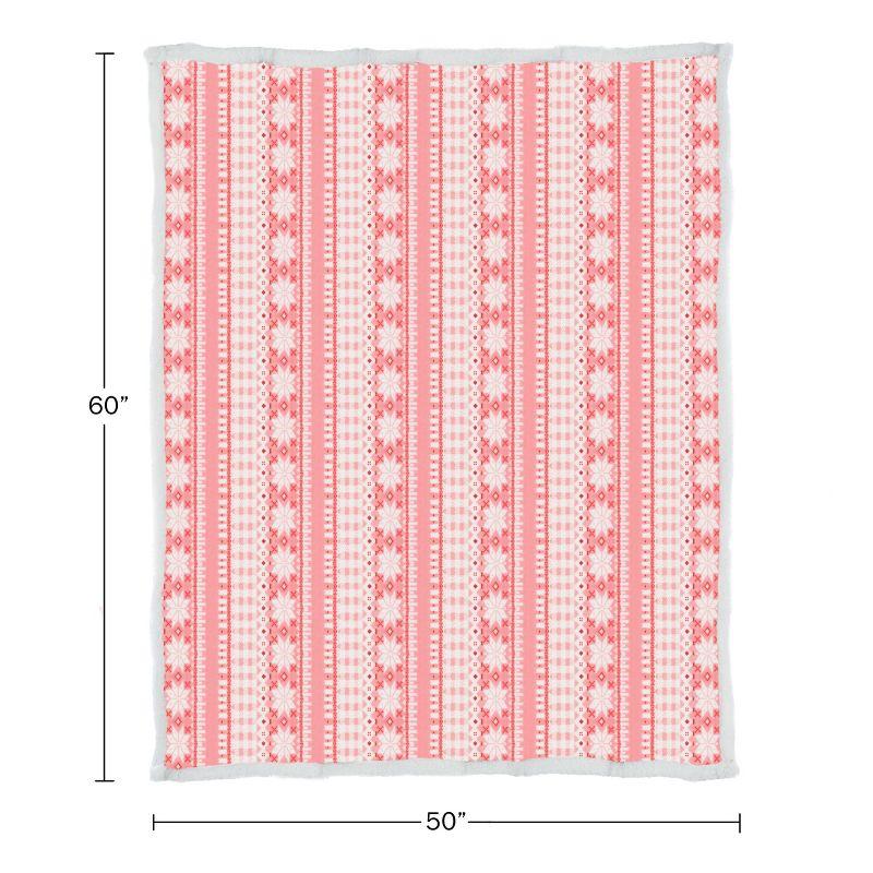 Pink and White Reversible Fleece Sherpa Throw Blanket