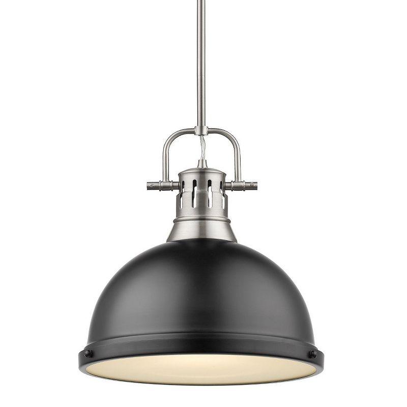 Golden Lighting Duncan 1-Light Large Pendant in Pewter with Matte Black
