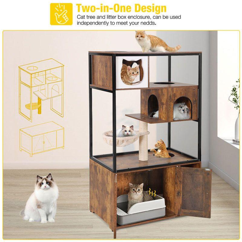 Cat Litter Box Enclosure, Litter Box Furniture Hidden, Wooden Cat Washroom Furniture