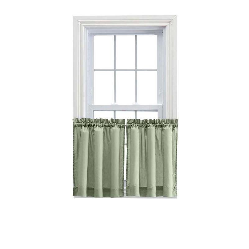 Sage Sheer Cotton Polyester Rod Pocket Window Tier Pair