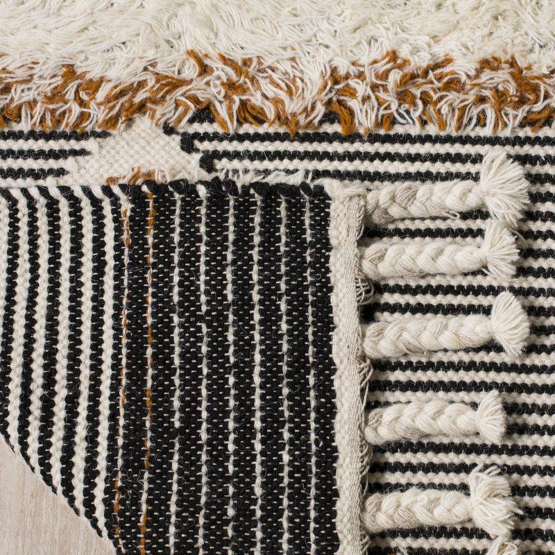 Kenya KNY904 Hand Knotted Area Rug - Ivory/Black-Orange - 6'x9' - Safavieh