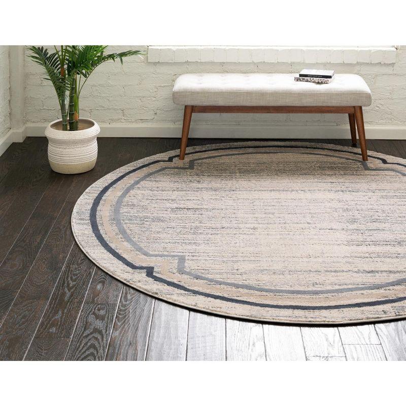 Unique Loom Oasis Collection Area Rug - Fountain (4'  Round Gray/Ivory)