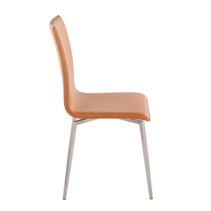 Set of 2 Mason Dining Chairs Stainless Steel/Camel: Swivel Base, Faux Leather, Modern Design - LumiSource