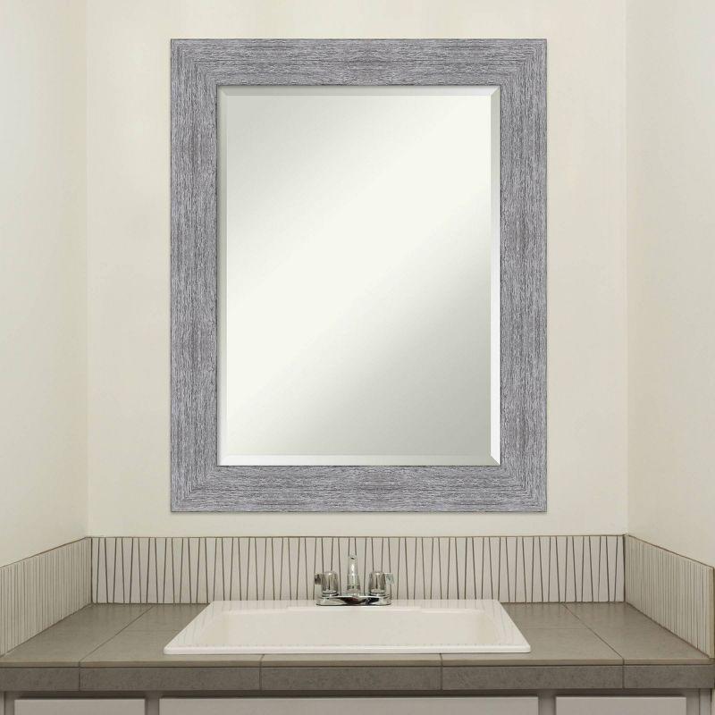 23" x 29" Bark Rustic Framed Bathroom Vanity Wall Mirror Gray - Amanti Art: Beveled, Polystyrene Frame, No Assembly Required