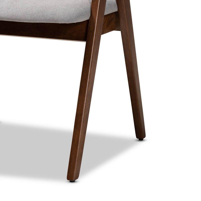 2pc DantonFabric Upholstered Wood Dining Chair Set Gray/Walnut Brown - Baxton Studio: Curved Backrest, Angled Legs