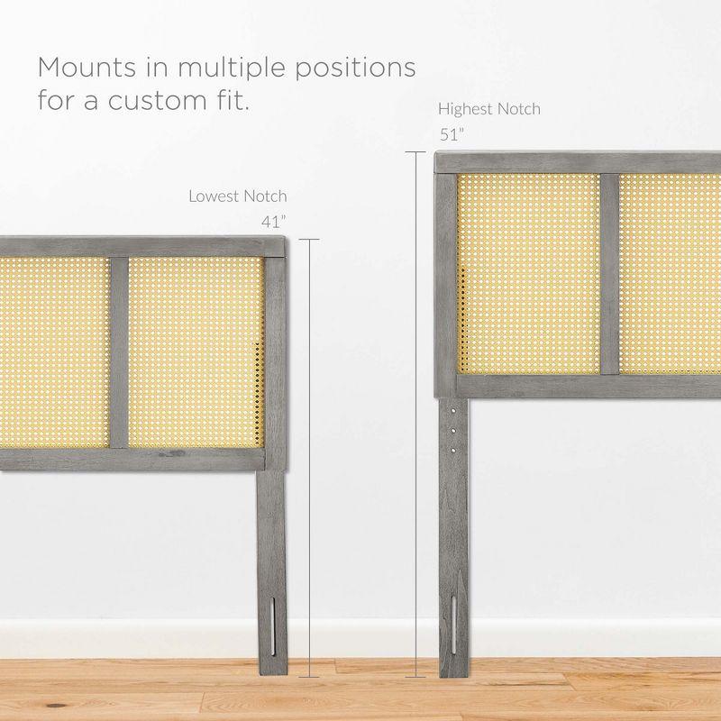 Modway Delmare Headboard – Full Size, Cane Woven Rattan, Gray Frame