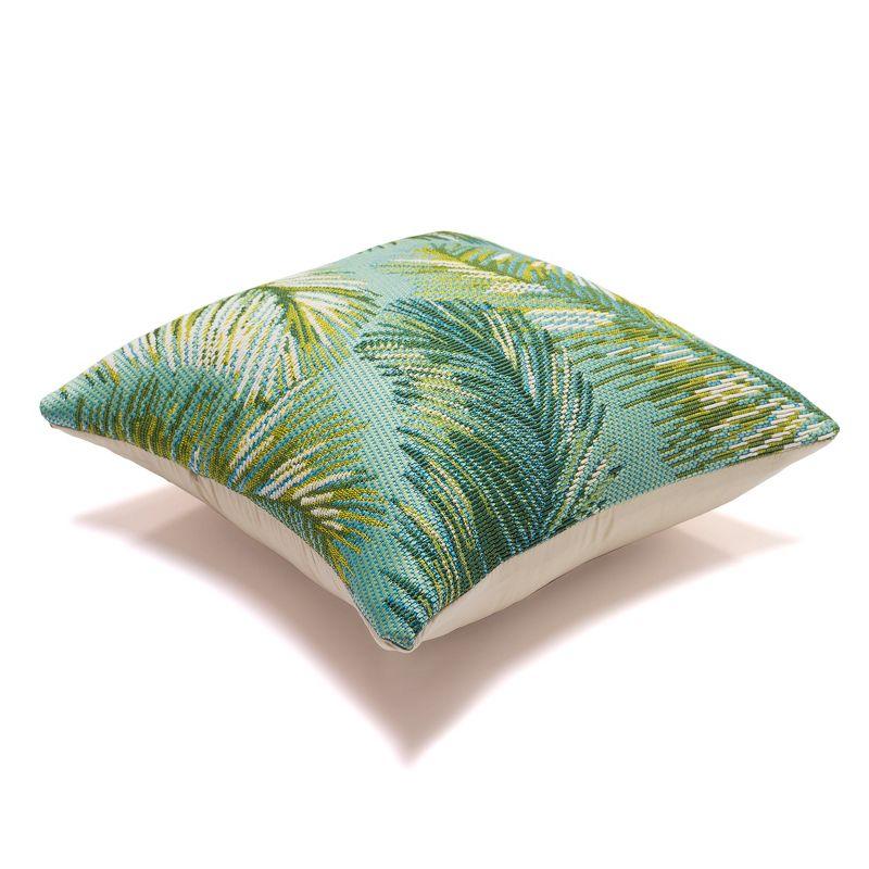 Tropical Serenity Aqua and Green Square Outdoor Pillow 18" x 18"