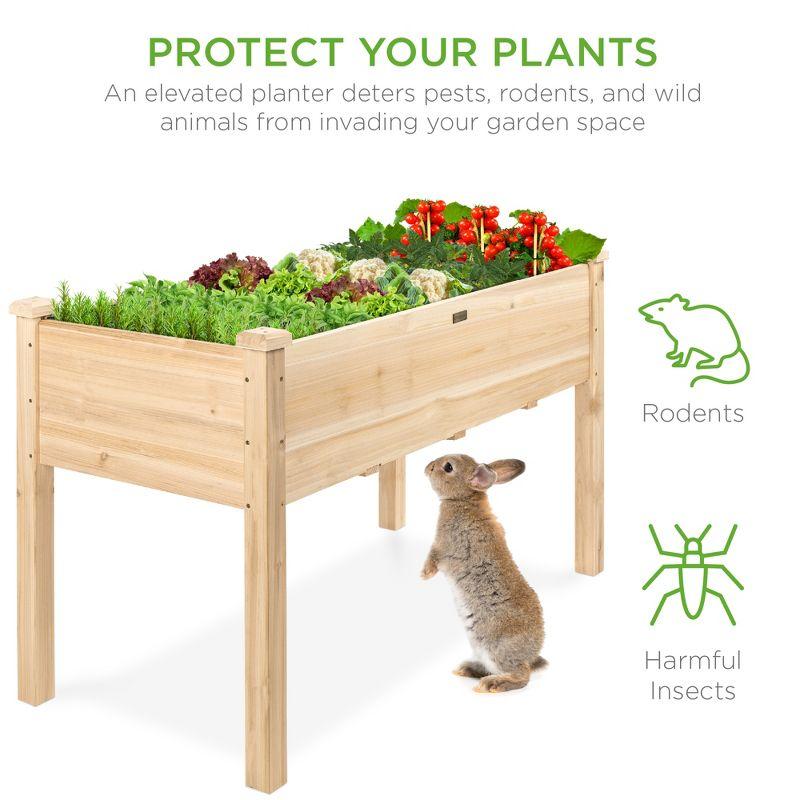 Best Choice Product 48x24x30in Raised Garden Bed, Elevated Wooden Planter for Yard w/ Foot Caps, Bed Liner