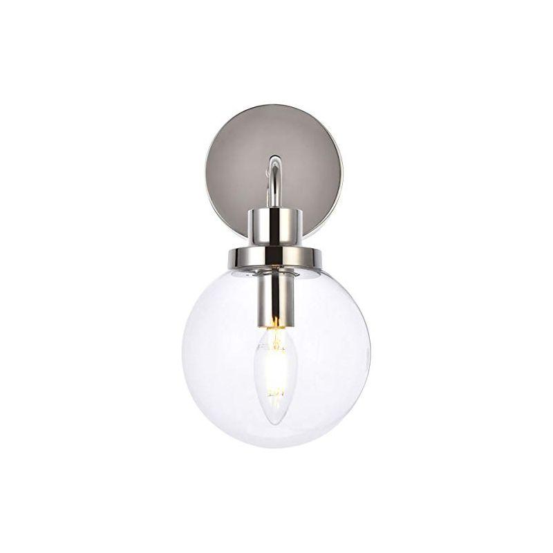 Elegant Lighting Hanson 1 light bath sconce in polished nickel with clear shade