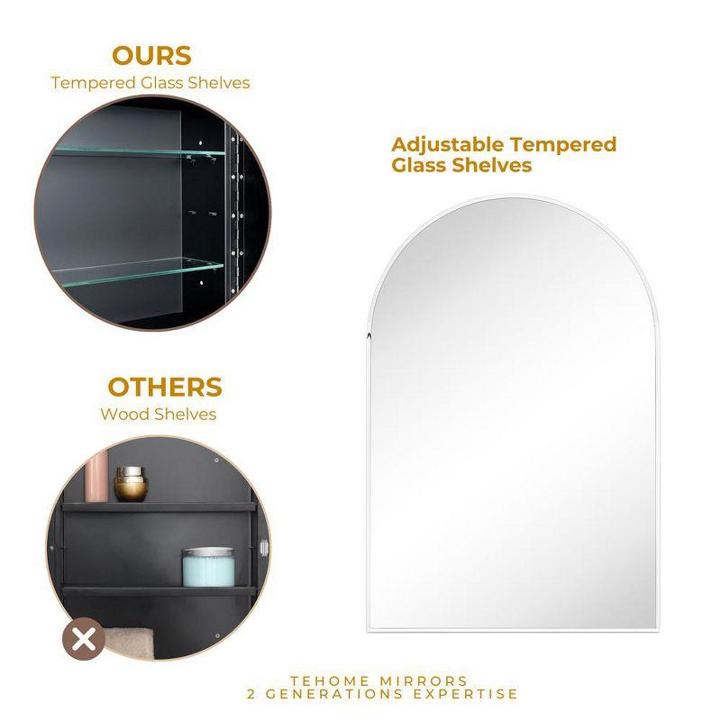 TEHOME 20 x 30'' Black Arched Bathroom Medicine Cabinet with Mirror Recessed and Surface Mount Medicine Cabinet Mirror