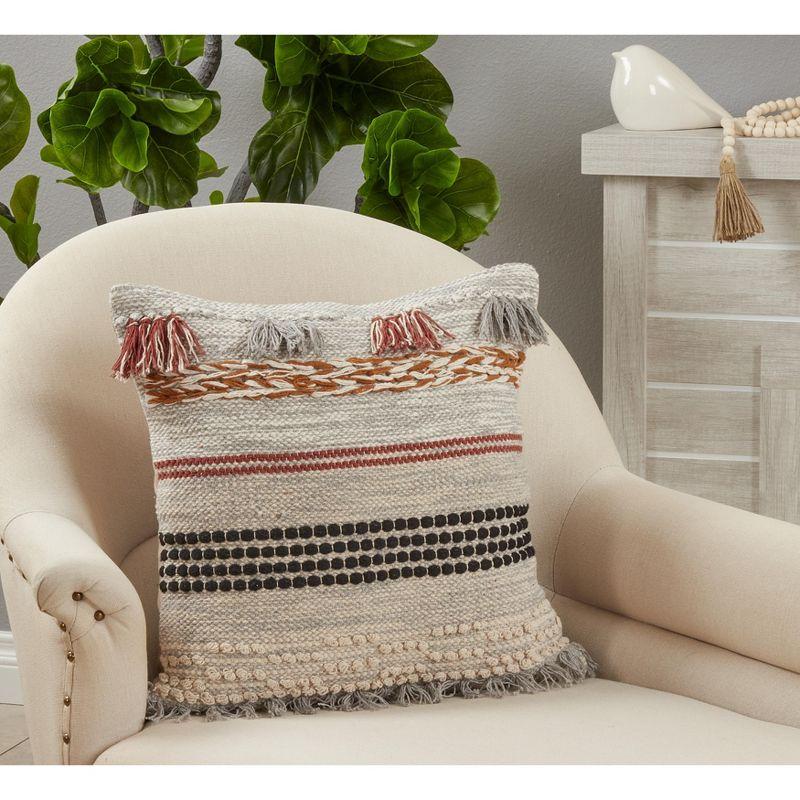 Fringe Woven Multicolor Cotton Decorative Pillow Cover