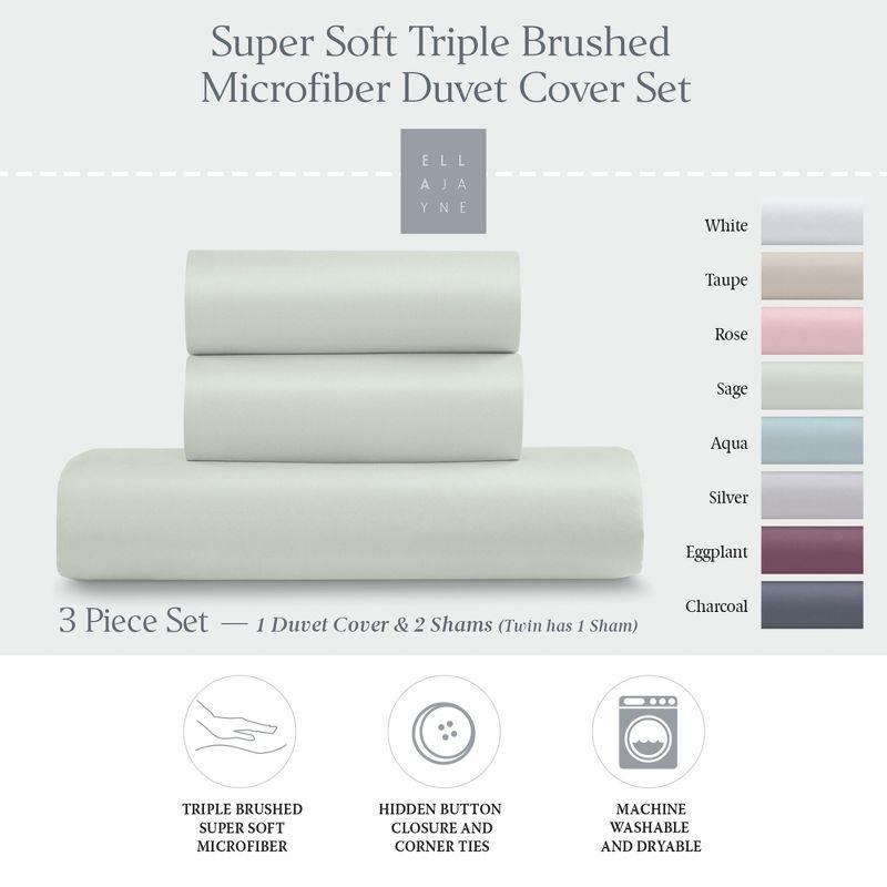 Ella Jayne Super Soft Triple Brushed Microfiber Duvet Cover Set, 3-pc, King, Sage