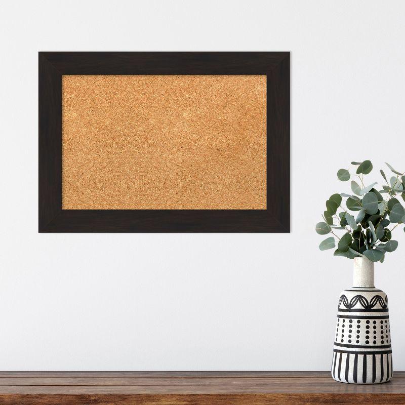 Amanti Art Furniture Espresso Narrow Framed Corkboard, Natural Cork