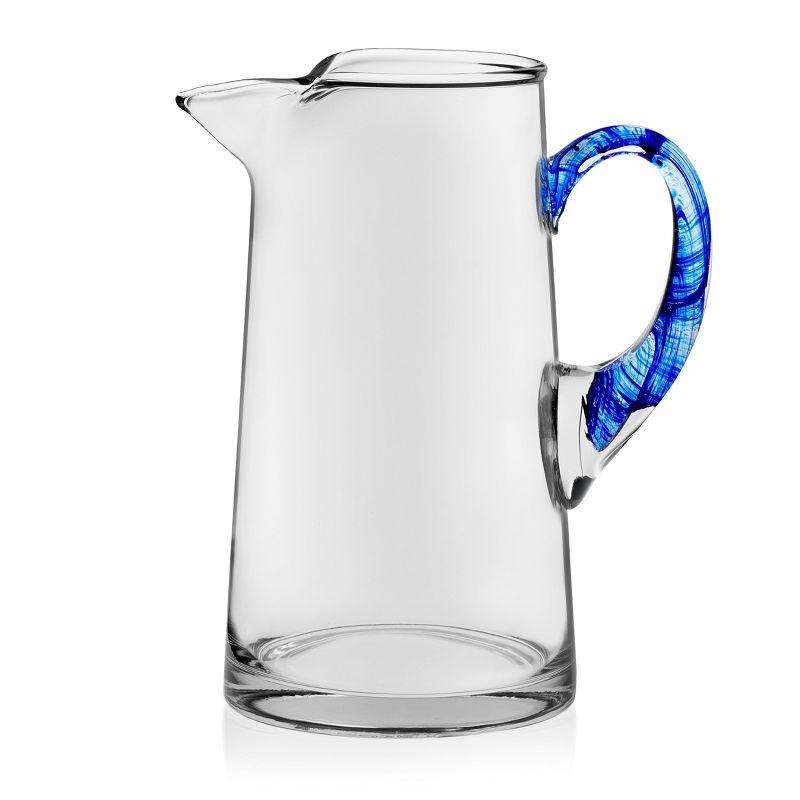 Libbey Cabos Blue-Handled Glass Pitcher, 90-ounce