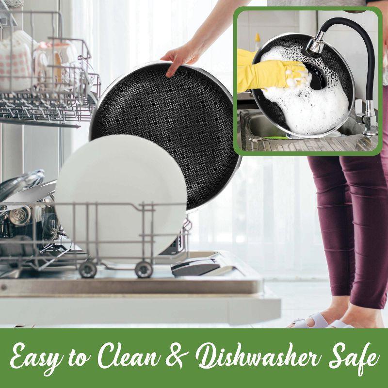 Brentwood 11-In. 3-Ply Hybrid Non-Stick Stainless Steel Induction-Compatible Deep Sauté Pan with Glass Lid