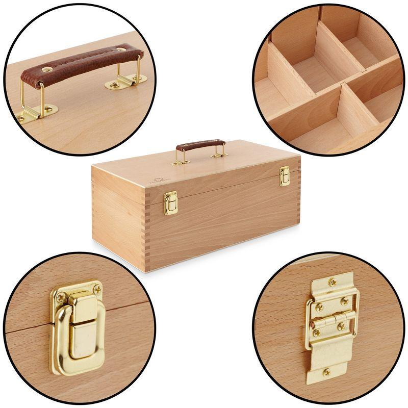 7 Elements Large Wooden Artist Tool Box and Art Supply Storage Organizer with Drawer