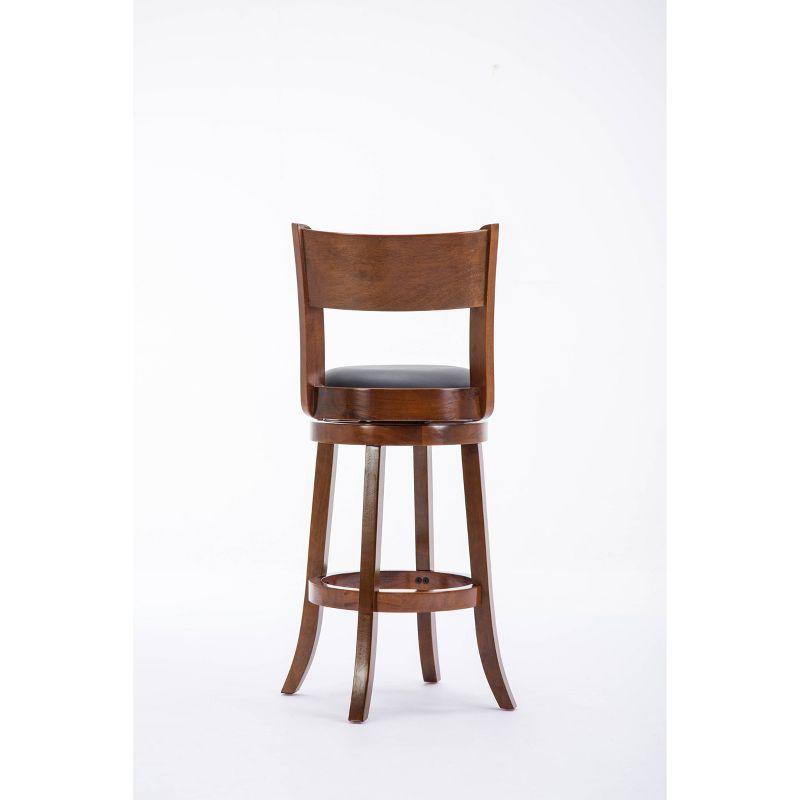 Elegant Walnut Finish Swivel Barstool with Black Faux Leather