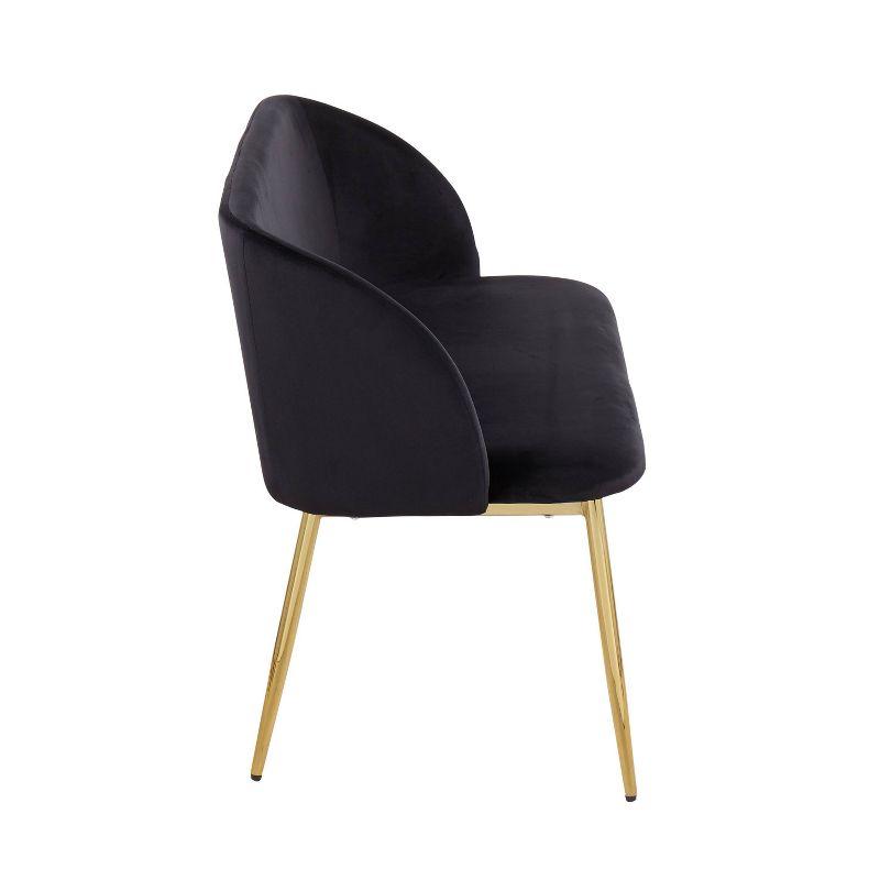 46" Fran Glam Bench Steel/Velvet Gold/Black - LumiSource: Upholstered Banquette with Padded Back