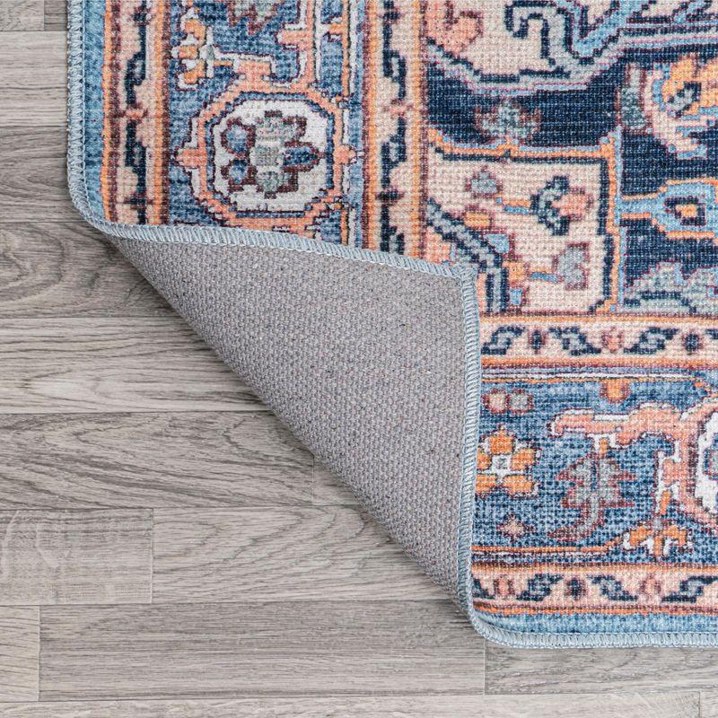 Cirali Bohemian Blue/Beige Medallion 2x8 Washable Runner Rug