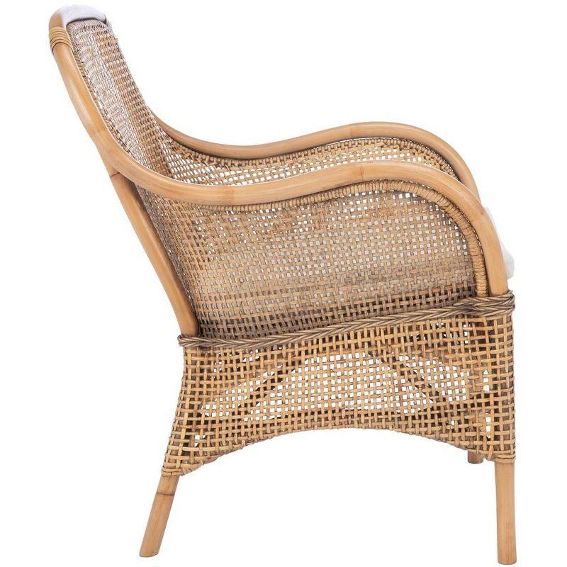 Charlie Rattan Accent Chair W/ Cushion - ACH6514 - White/Honey Brown Wash - Safavieh