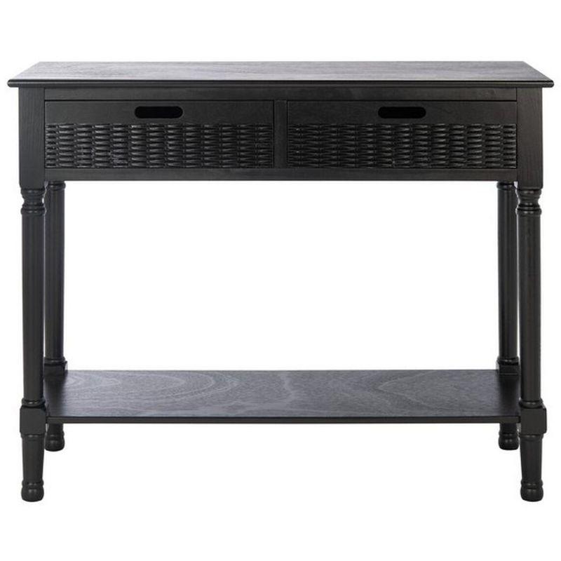 Landers Black Wood 2-Drawer Console Table with Storage