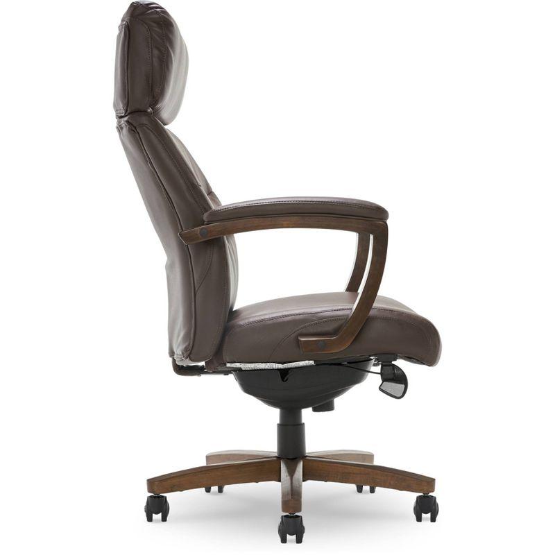 Greyson Modern Executive High-Back Office Chair with Solid Wood Arms and Lumbar Support