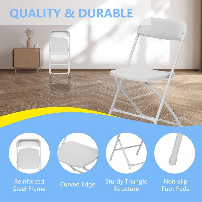 SUGIFT Plastic Folding Chair 350lb Capacity Seat Set of 10, White