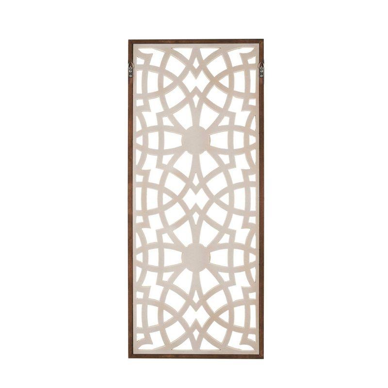 Madison Park 15.75" x 37.75" Cream and Brown Carved Wood Wall Panel