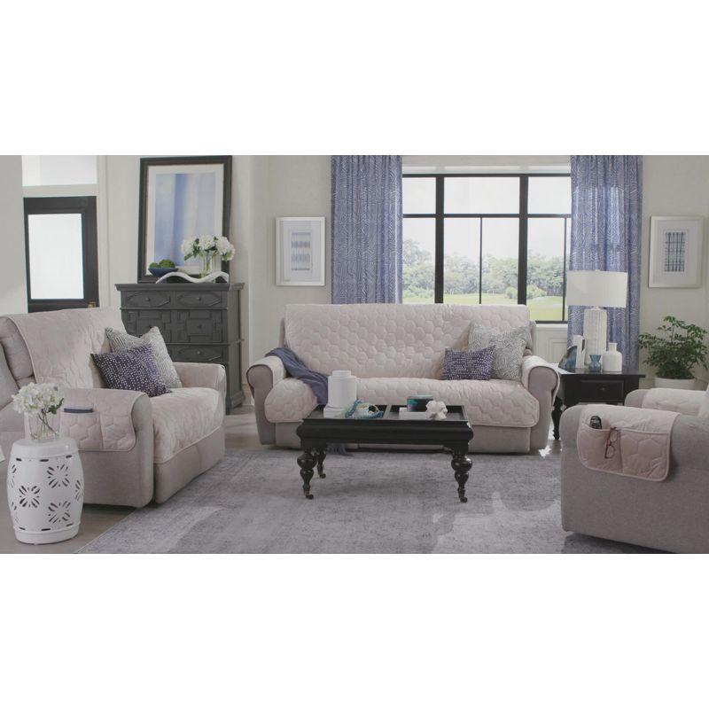 Deluxe Comfort Quilted Armless Loveseat Slipcover in Dark Gray