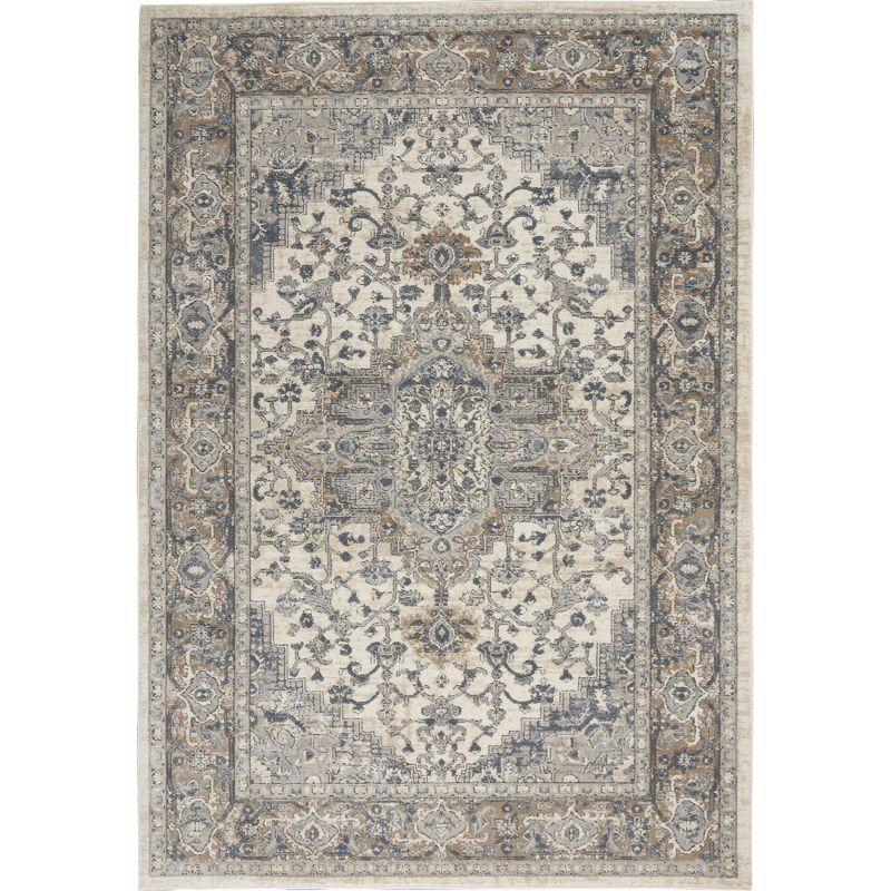 Nourison Concerto Center Medallion Indoor Rug Ivory/Grey 6' x 9'