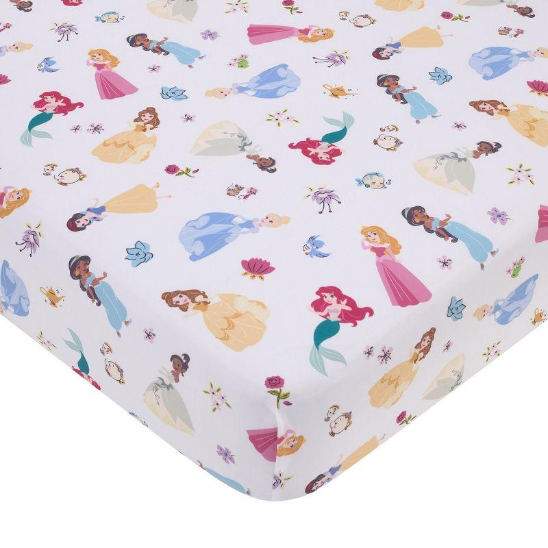 White Polyester Princess Toddler Girls' Fitted Crib Sheet