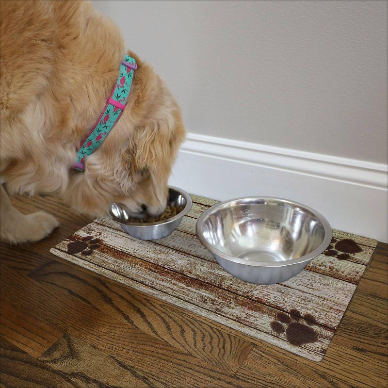 Drymate Distressed Wood Tan Pet Feeding Placemat 12" x 20"