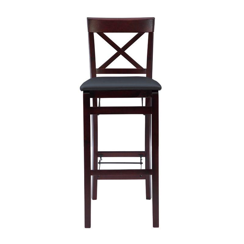 Merlot Wood and Dark Brown Faux Leather 30" Folding Barstool