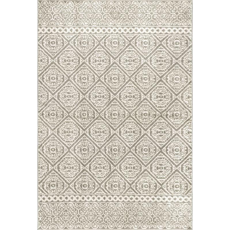 Transitional Floral Jeanette Square Gray 6' 7" x 9' Area Rug