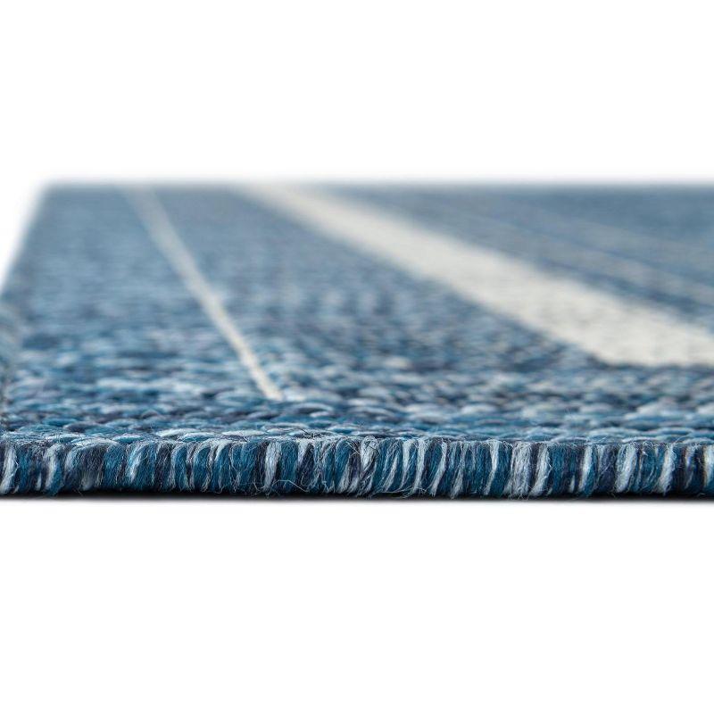 Blue and Ivory Square Outdoor Synthetic Rug