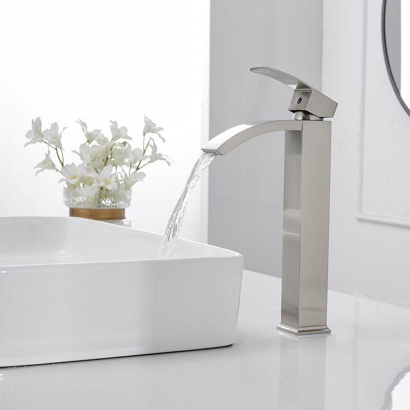 BWE Waterfall Single Hole Single Handle Bath Vessel Sink Faucet With Pop Up Drain Without Overflow