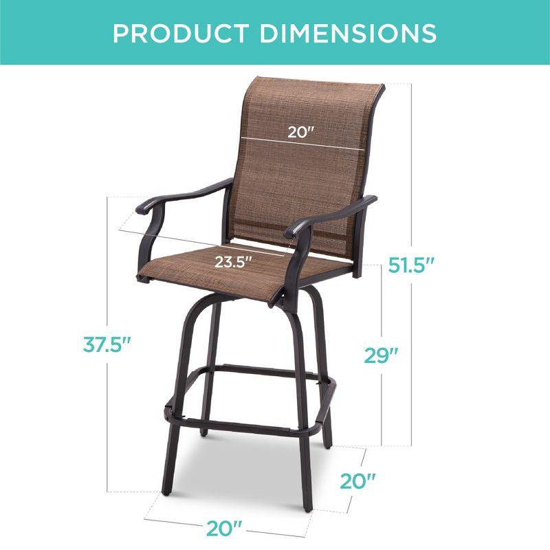 Best Choice Products Set of 2 Outdoor Swivel Bar Stools, Patio Barstool Chairs w/ 360 Rotation, All-Weather Mesh - Brown