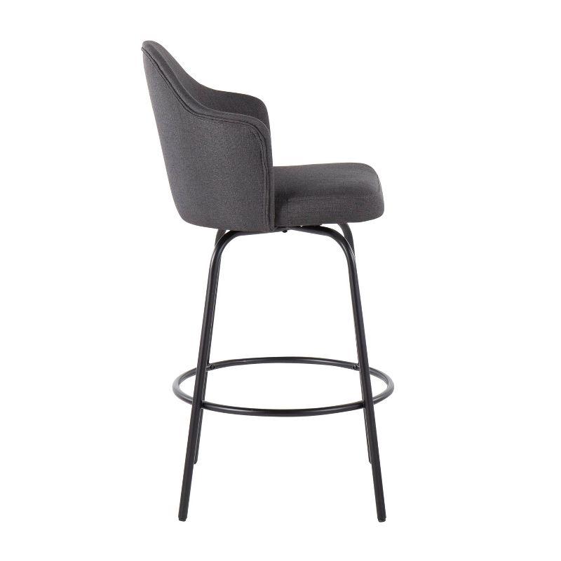 Set of 2 Ahoy Polyester/Metal Counter Height Barstools Black/Charcoal - LumiSource: Swivel Seat, Modern Design