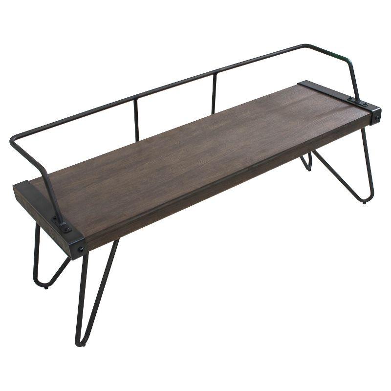 LumiSource Stefani Industrial Bench Antique Metal: Rectangle, Metal Frame, Seats 2, No Upholstery