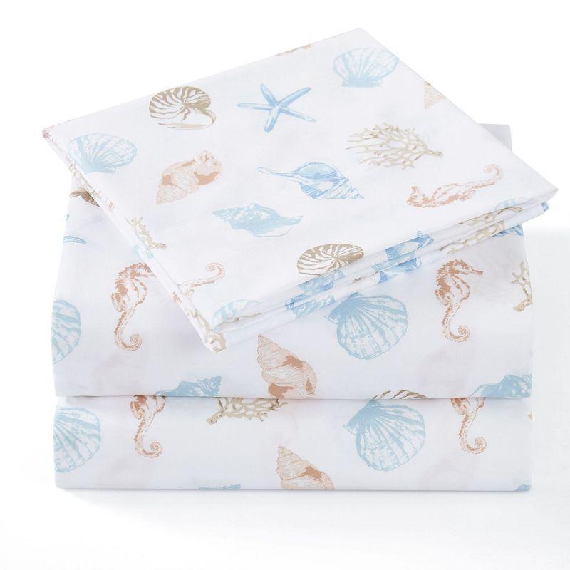 Twin XL Pink Seashell Print Microfiber Kids' Sheet Set