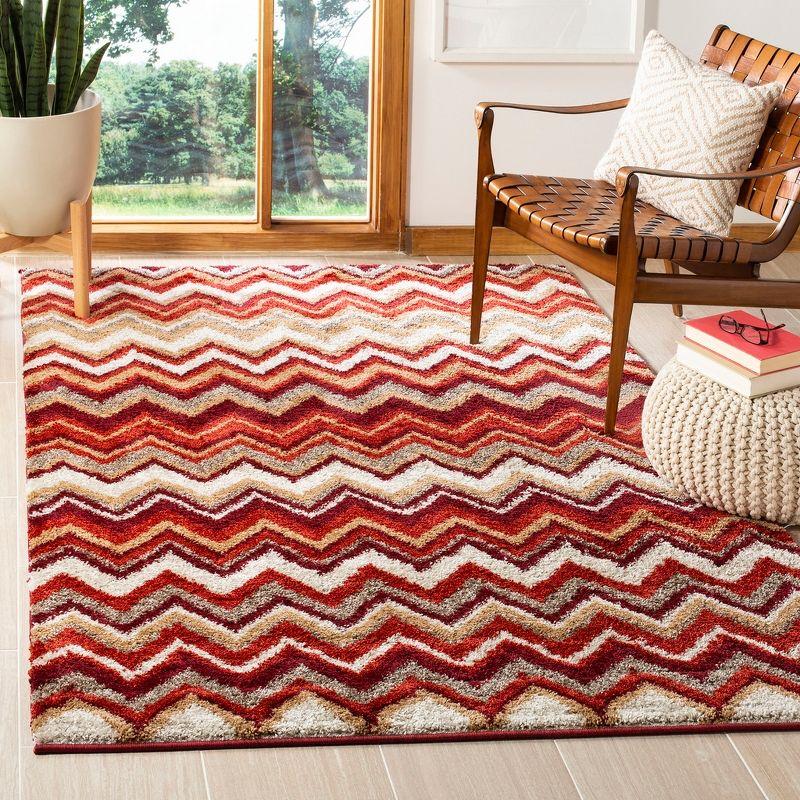 Tahoe Chevron Beige/Red/Brown Area Rug