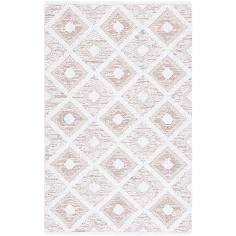 Augustine Nomadic Ivory Beige 76" Synthetic Geometric Area Rug