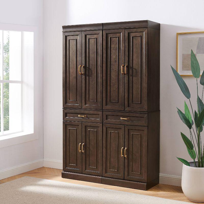 Crosley 78" Stanton 2pc Kitchen Storage Pantry Cabinet Set Coffee: Traditional Style, Wood Veneer, MDF