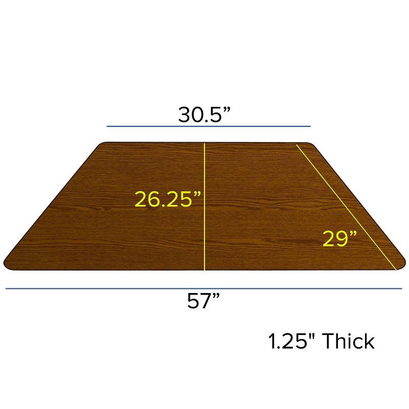 Flash Furniture 29''W x 57''L Trapezoid Oak HP Laminate Activity Table - Standard Height Adjustable Legs