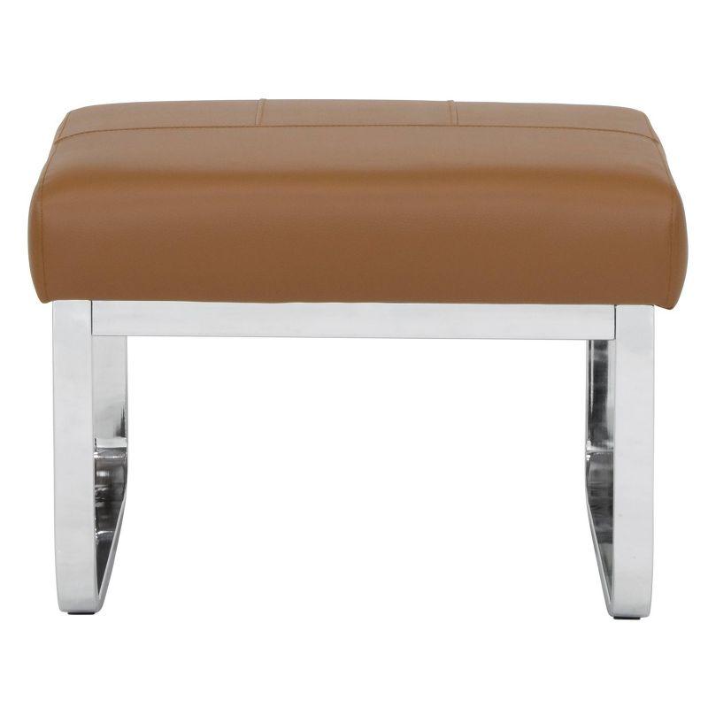 Allure 22" Caramel Brown Blended Leather Ottoman with Chrome Legs