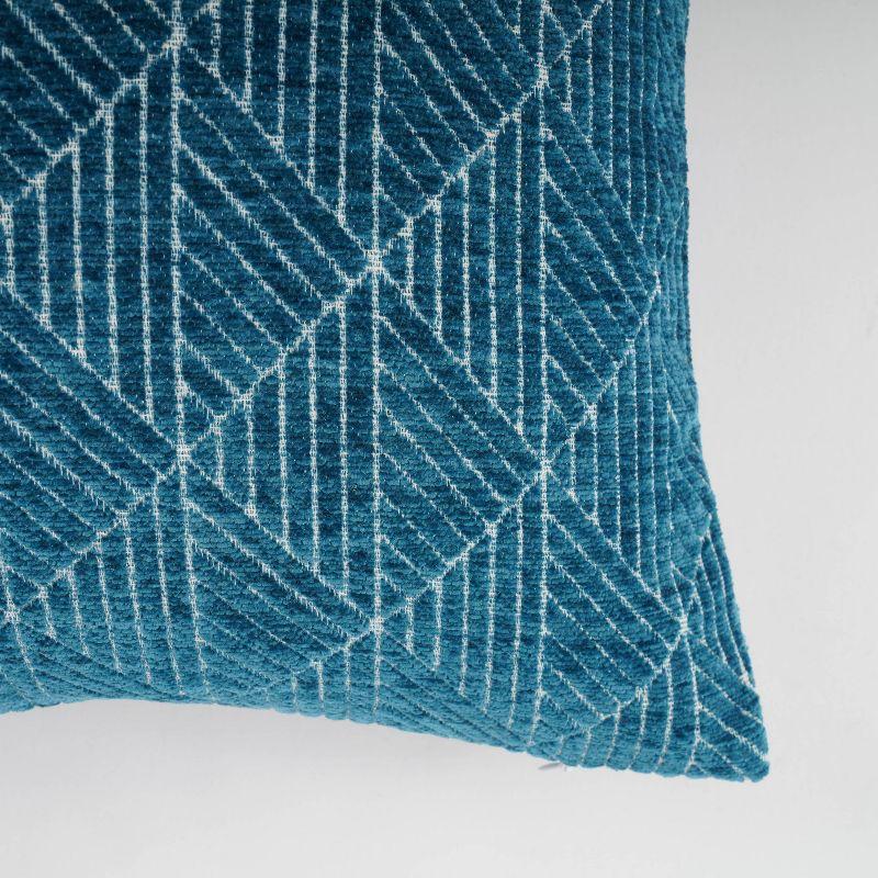 Teal Geometric Chenille Square Pillow 18" x 18"