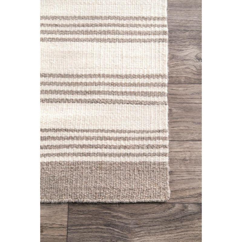 Highland Dunes Striped Cotton/Wool Beige Area Rug